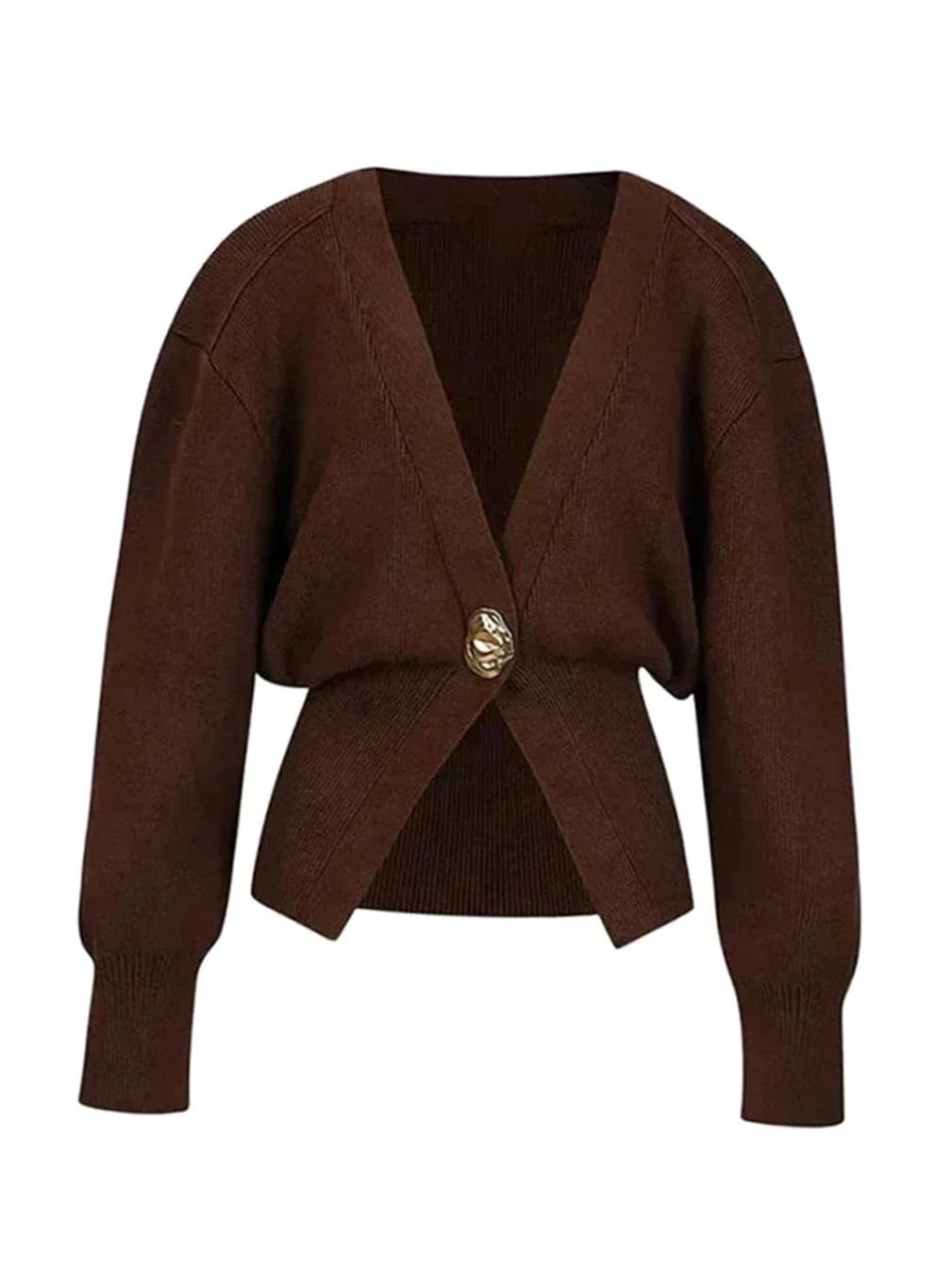 Women's V-Neck Gold Button Knit Cardigan