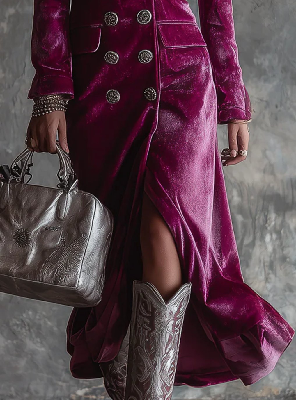 Women's Velvet Double-Breasted Longline Blazer Dress