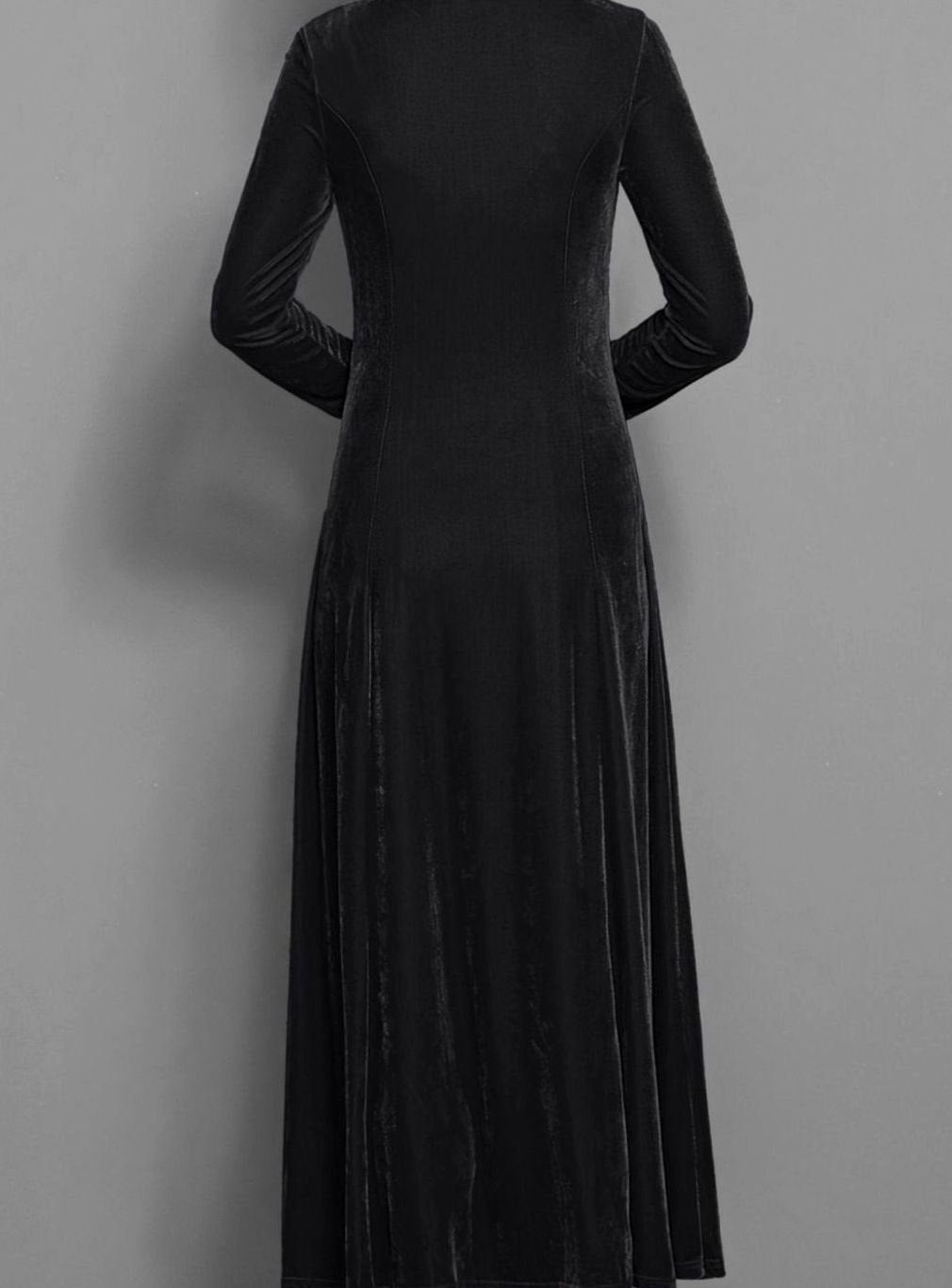 Women's Velvet Dress Long-Sleeve A-Line Maxi