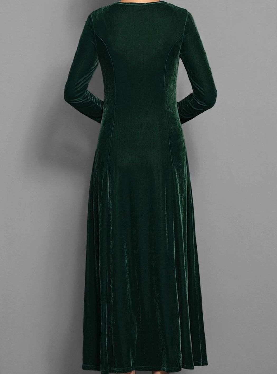 Women's Velvet Dress Long-Sleeve A-Line Maxi