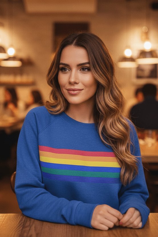Women's Vintage Rainbow Striped Relaxed-Fit Long-Sleeve Jumper