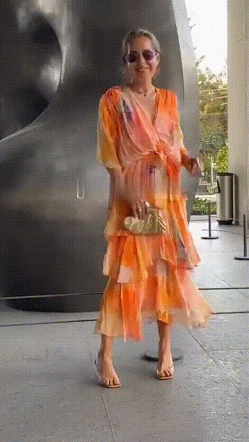 Women's Watercolour Floral Tiered Chiffon Wrap Maxi Dress