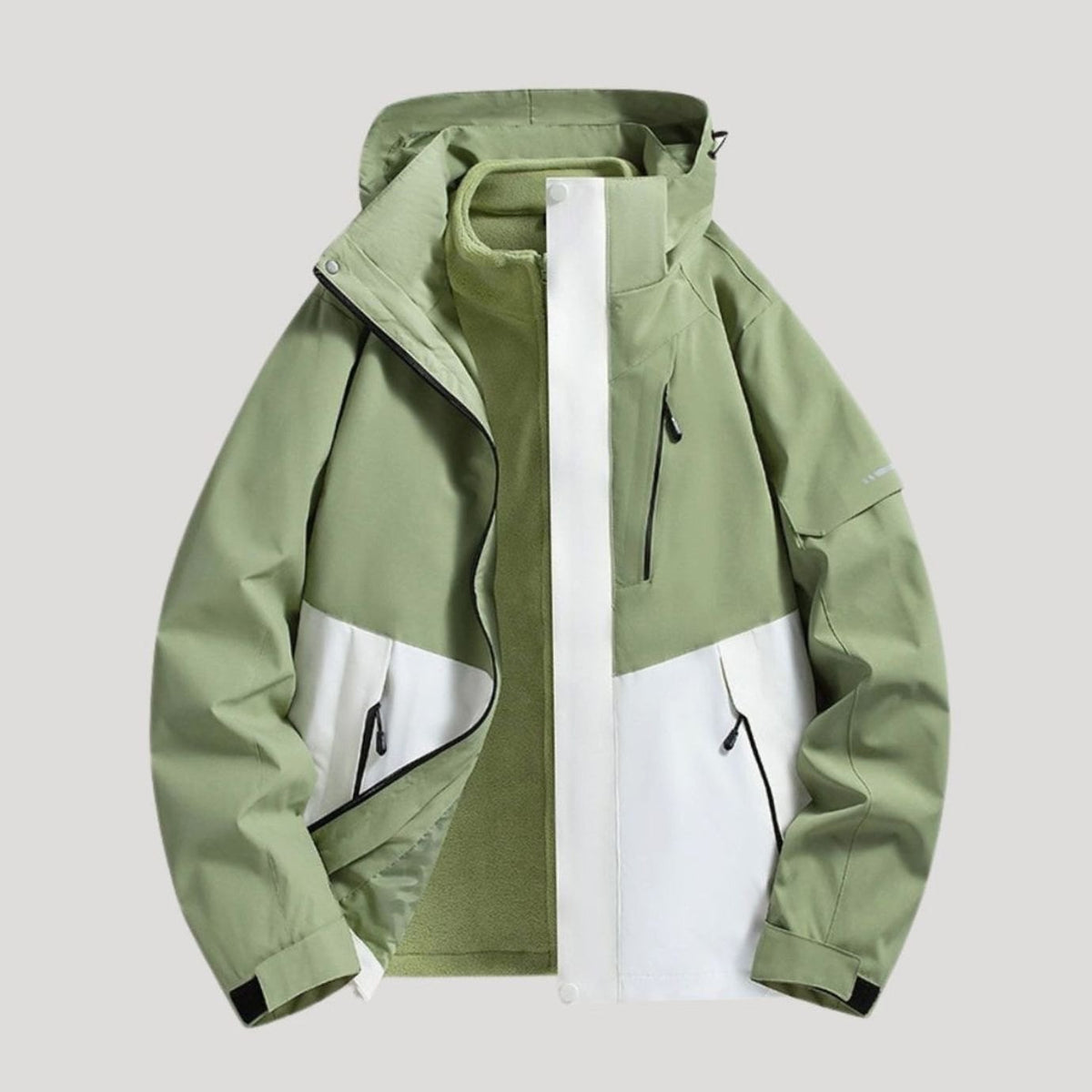 Women's Waterproof Detachable Hood Fleece-Lined Winter Jacket - Green