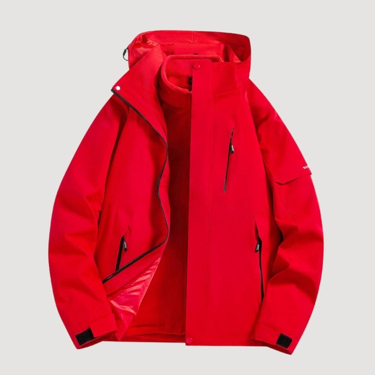 Women's Waterproof Detachable Hood Fleece-Lined Winter Jacket - Red