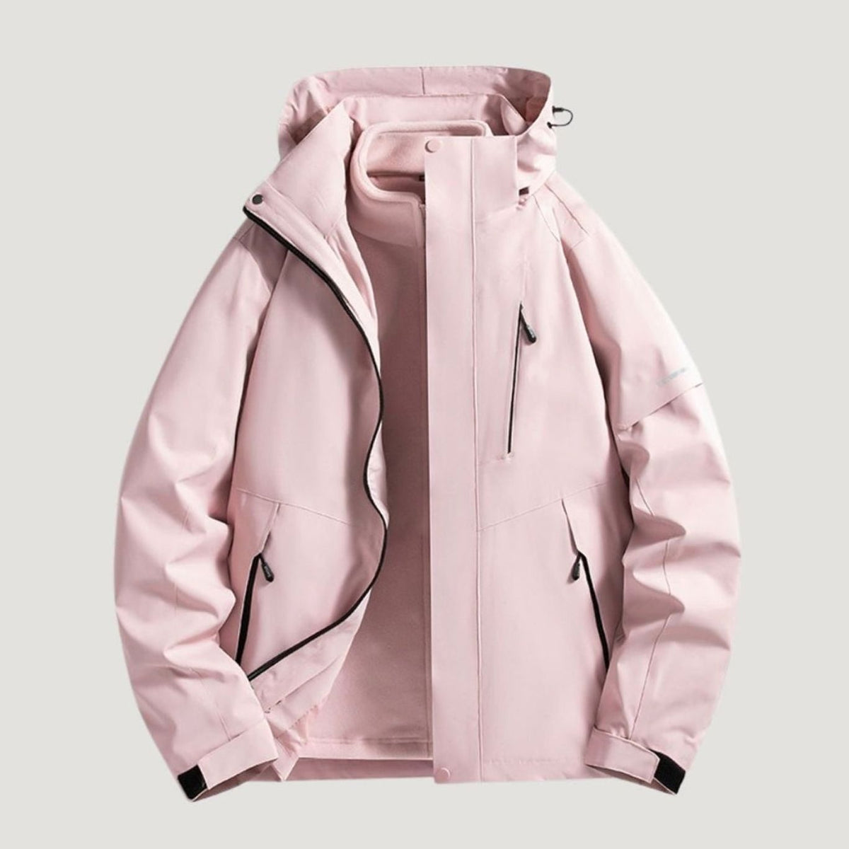 Women's Waterproof Detachable Hood Fleece-Lined Winter Jacket - Pink