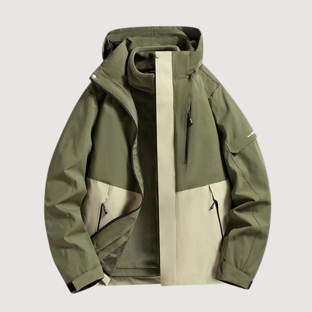 Women's Waterproof Detachable Hood Fleece-Lined Winter Jacket - Dark Green