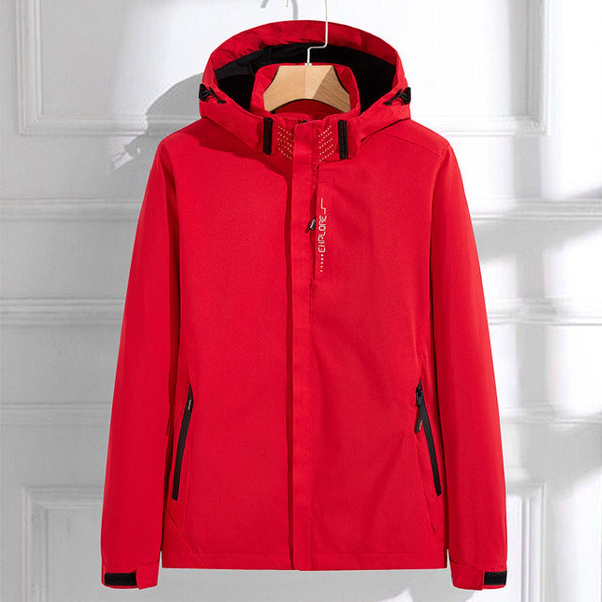 Women's Waterproof Hooded Adjustable-Fit Rain Jacket - Red