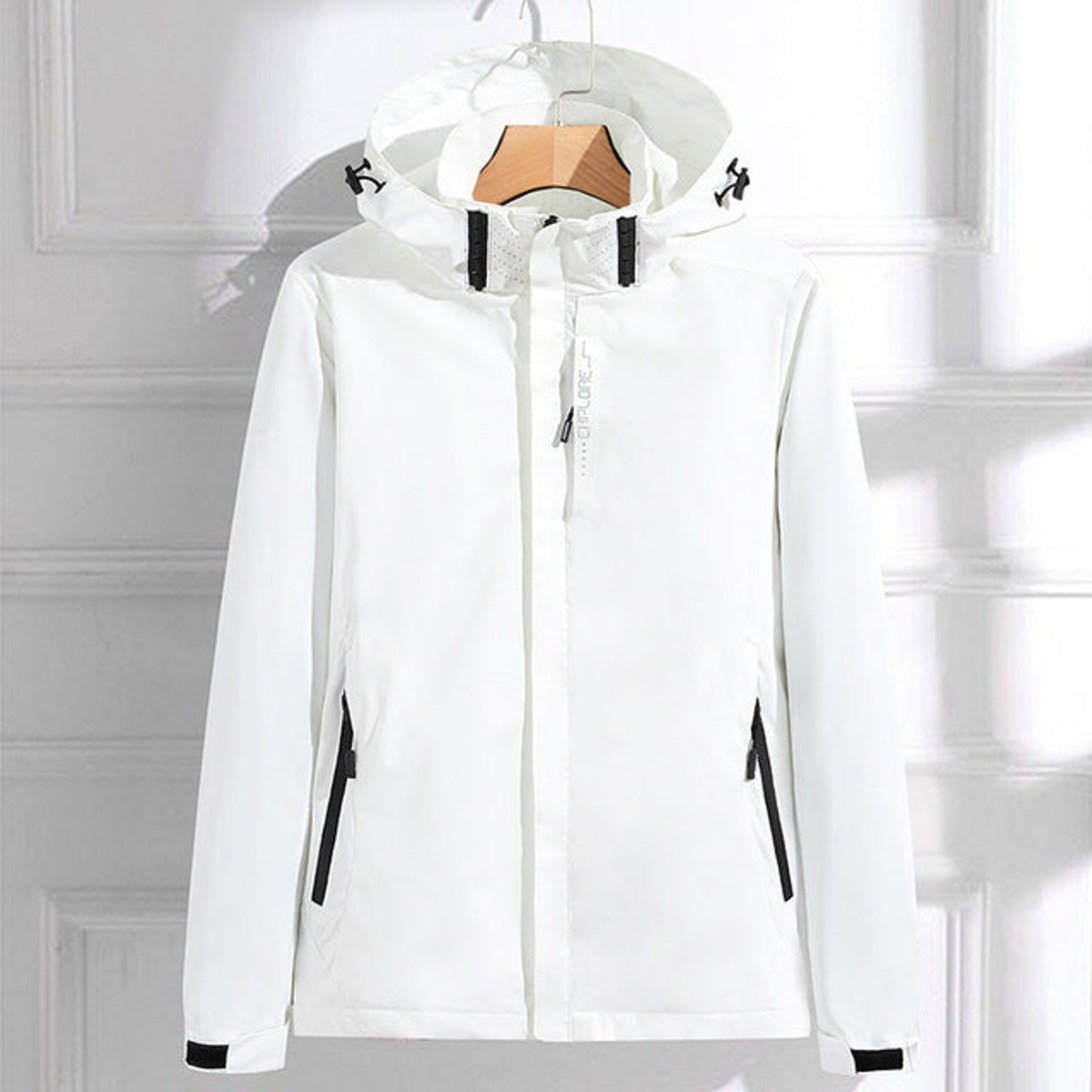 Women's Waterproof Hooded Adjustable-Fit Rain Jacket - White
