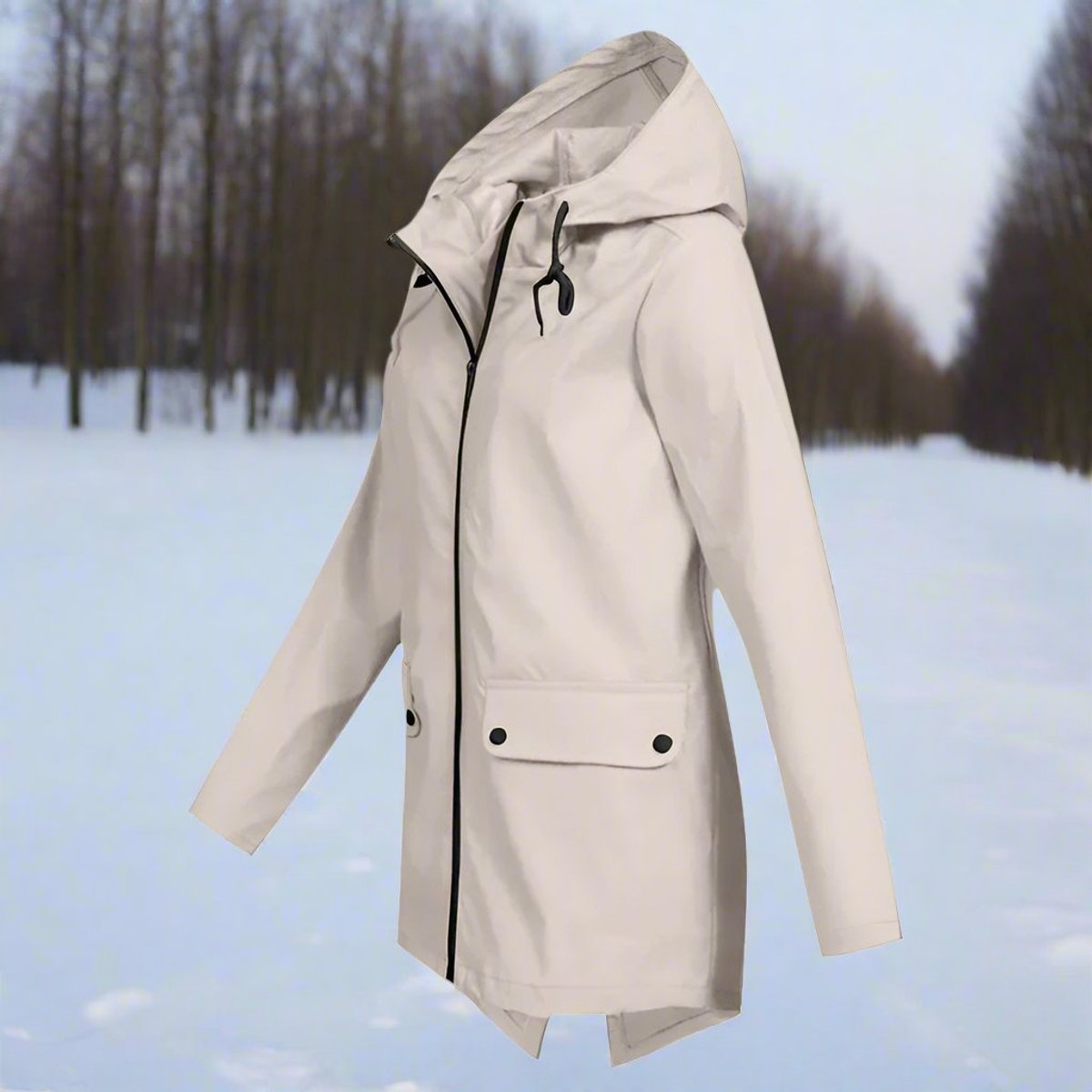 Women's Waterproof Hooded Zip-Up Rain Jacket Adjustable Cuffs