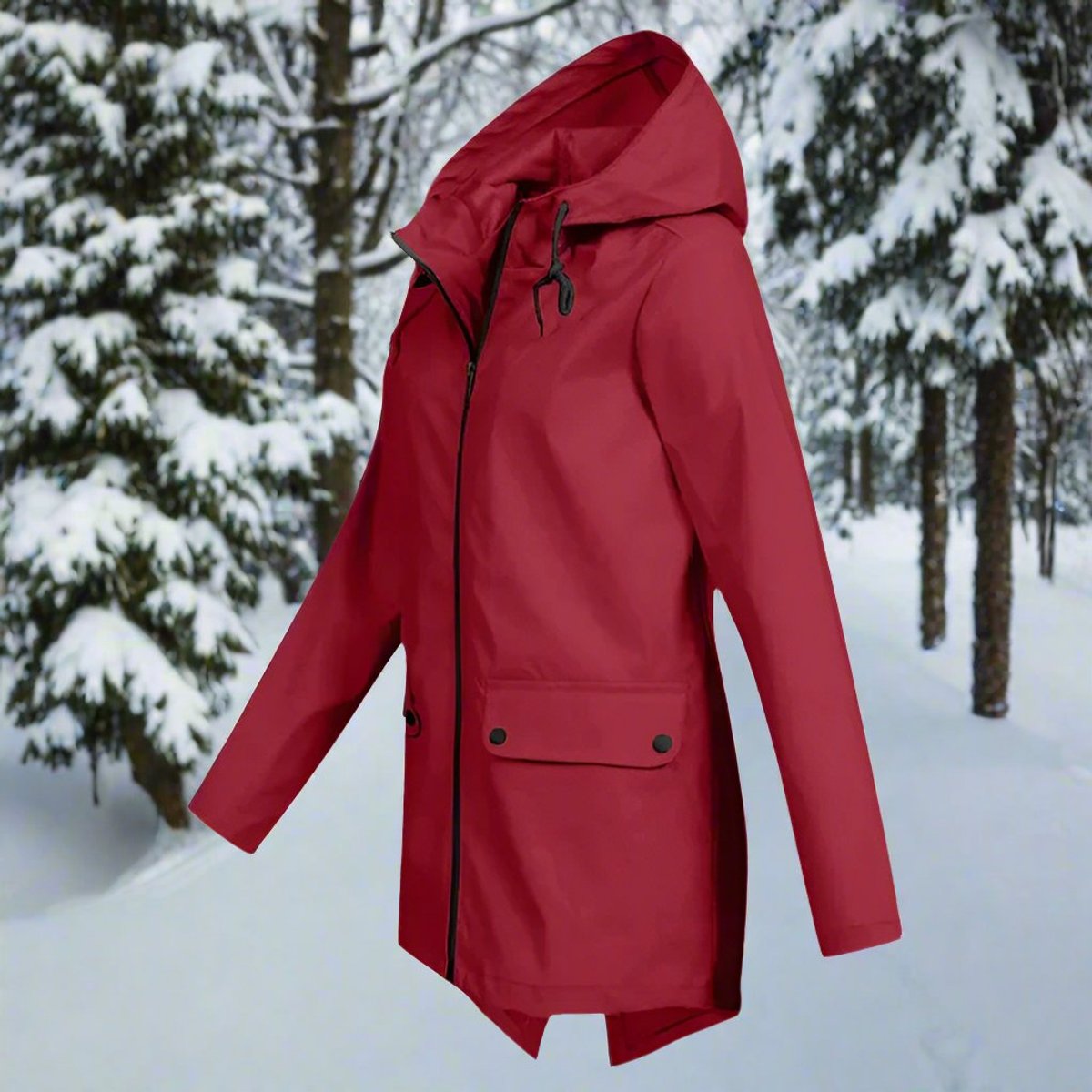 Women's Waterproof Hooded Zip-Up Rain Jacket Adjustable Cuffs