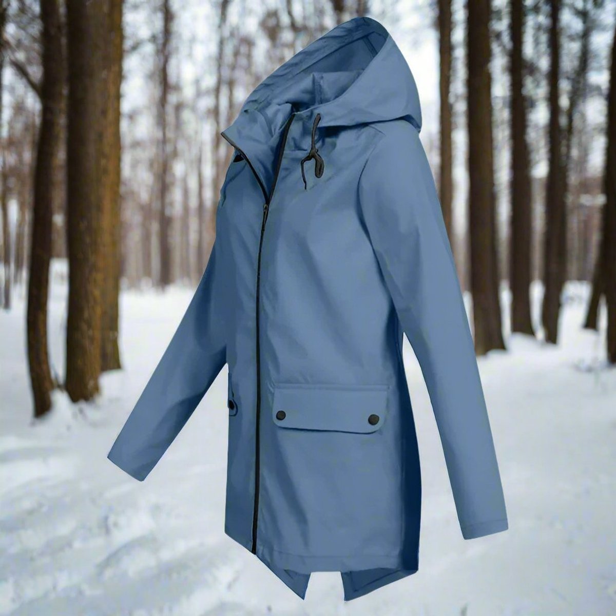 Women's Waterproof Hooded Zip-Up Rain Jacket Adjustable Cuffs