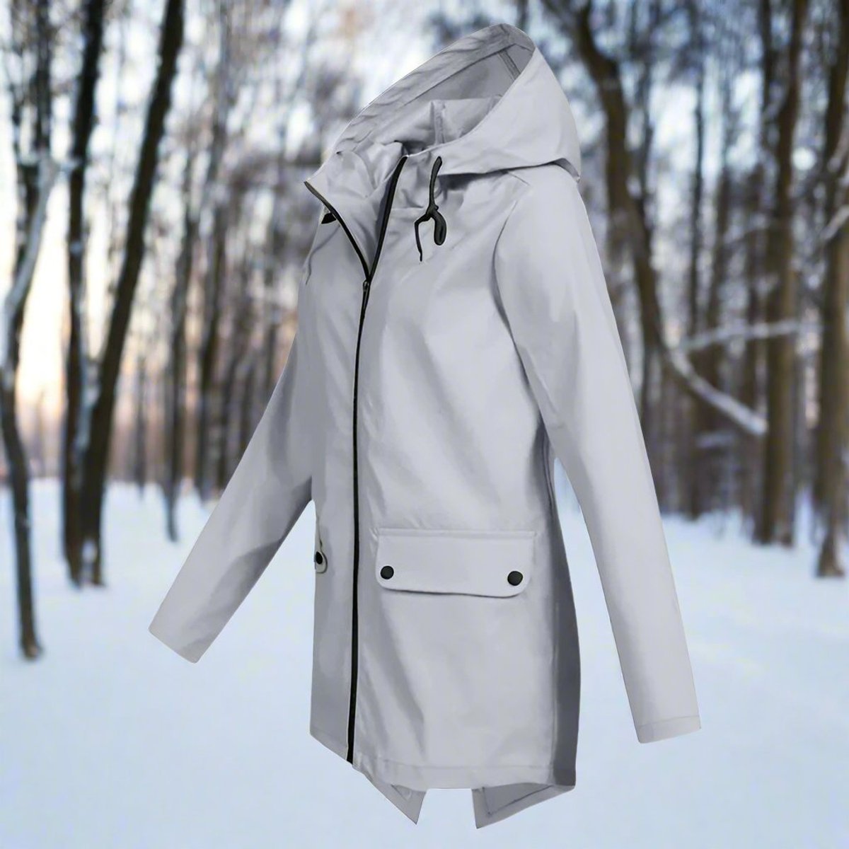 Women's Waterproof Hooded Zip-Up Rain Jacket Adjustable Cuffs