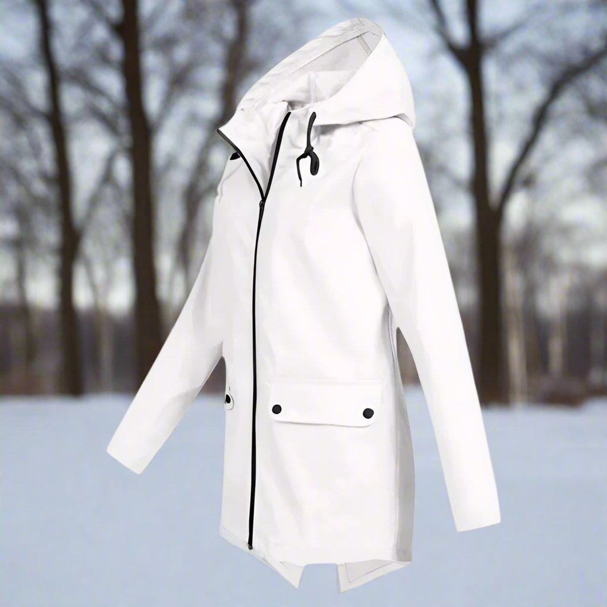 Women's Waterproof Hooded Zip-Up Rain Jacket Adjustable Cuffs