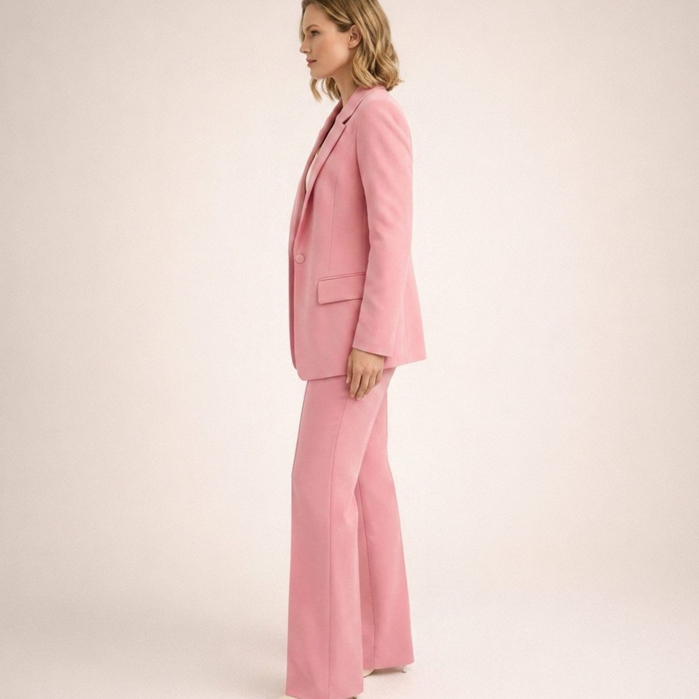 Women's Wide-Leg Flare Trouser Blazer Two-Piece Suit