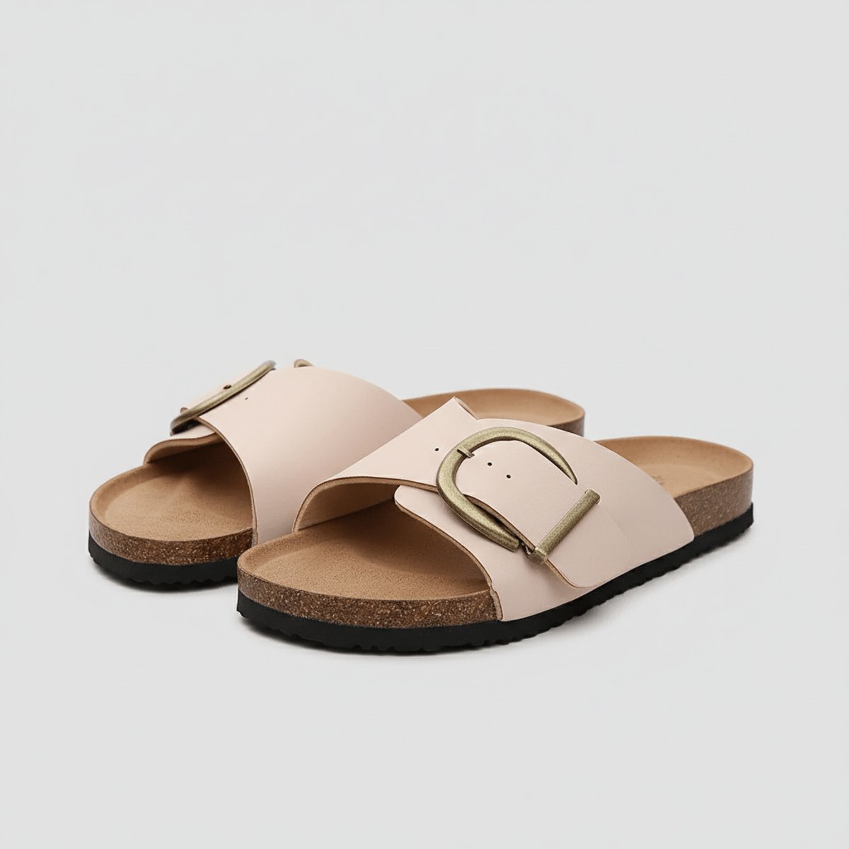 Women's Wide Strap Buckle Comfortable Sandals Flat Slip-On