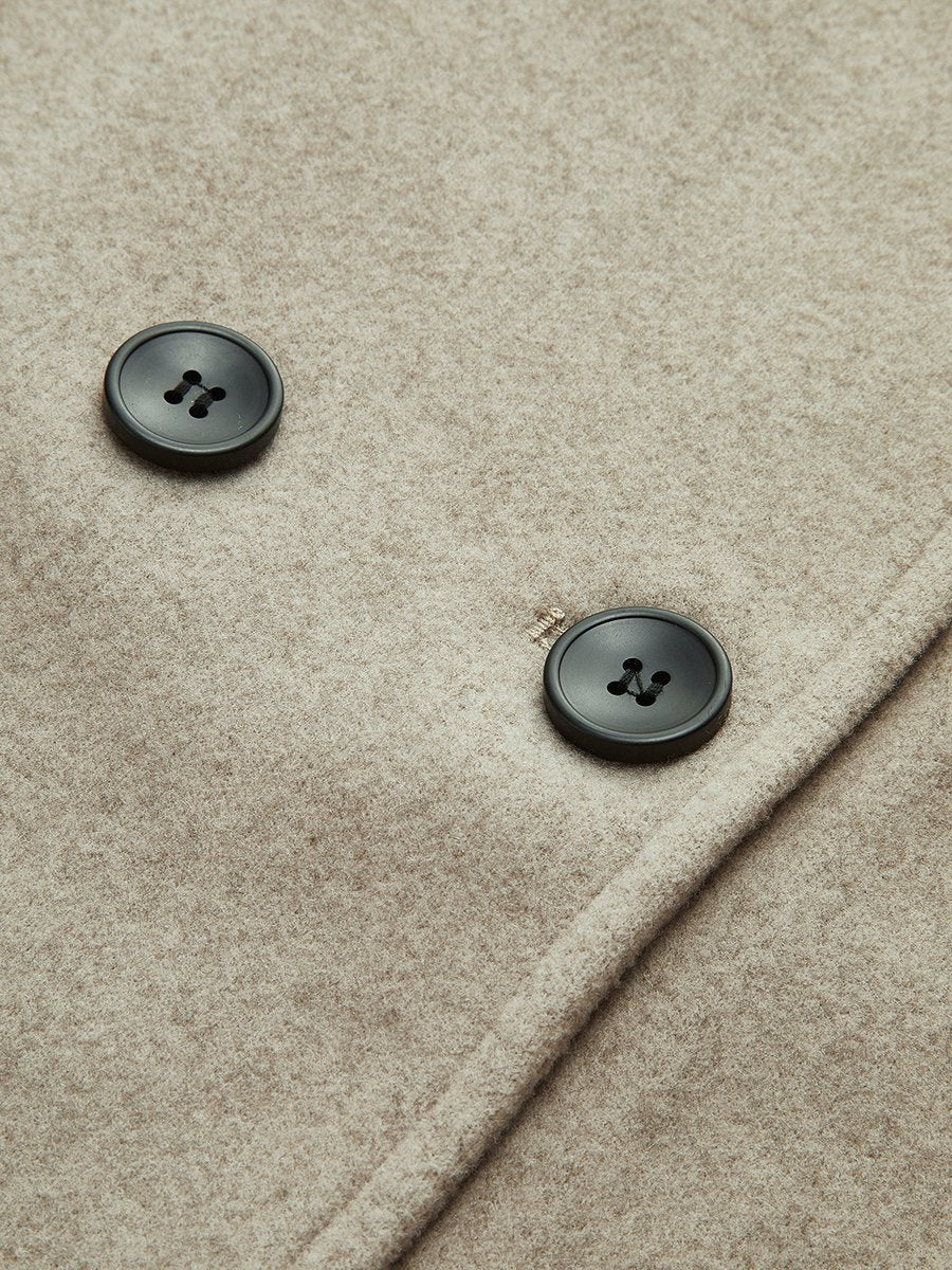 Women's Winter Coat Double Breasted Stand Collar Relaxed Wool-Look Jacket
