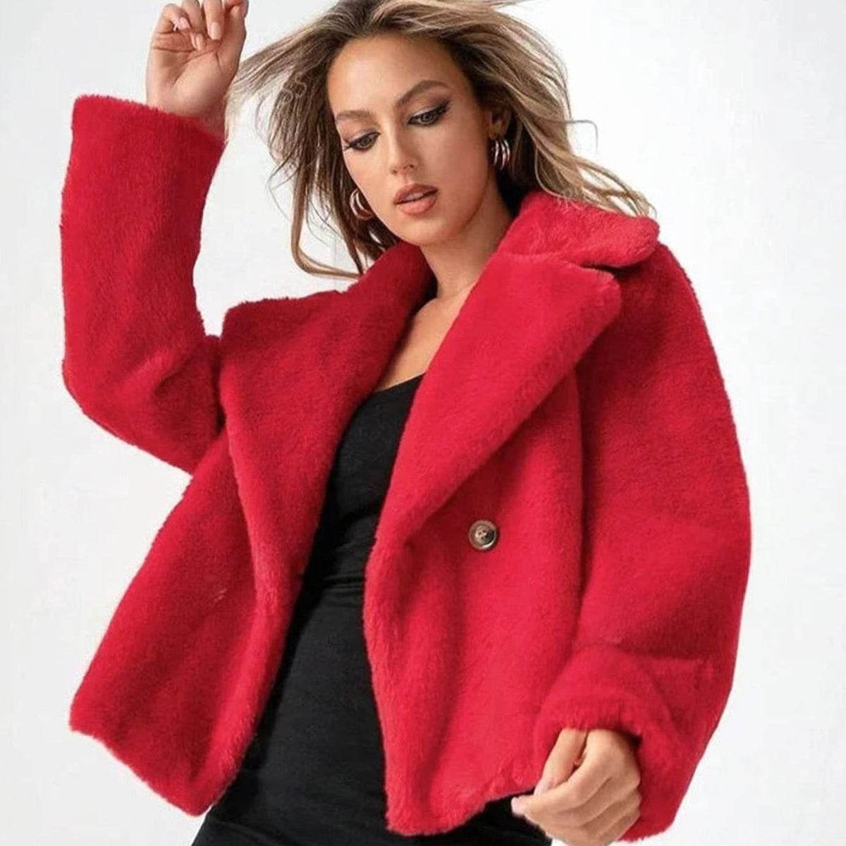 Women's Winter Coat Faux-Fur Double-Breasted Lapel Jacket