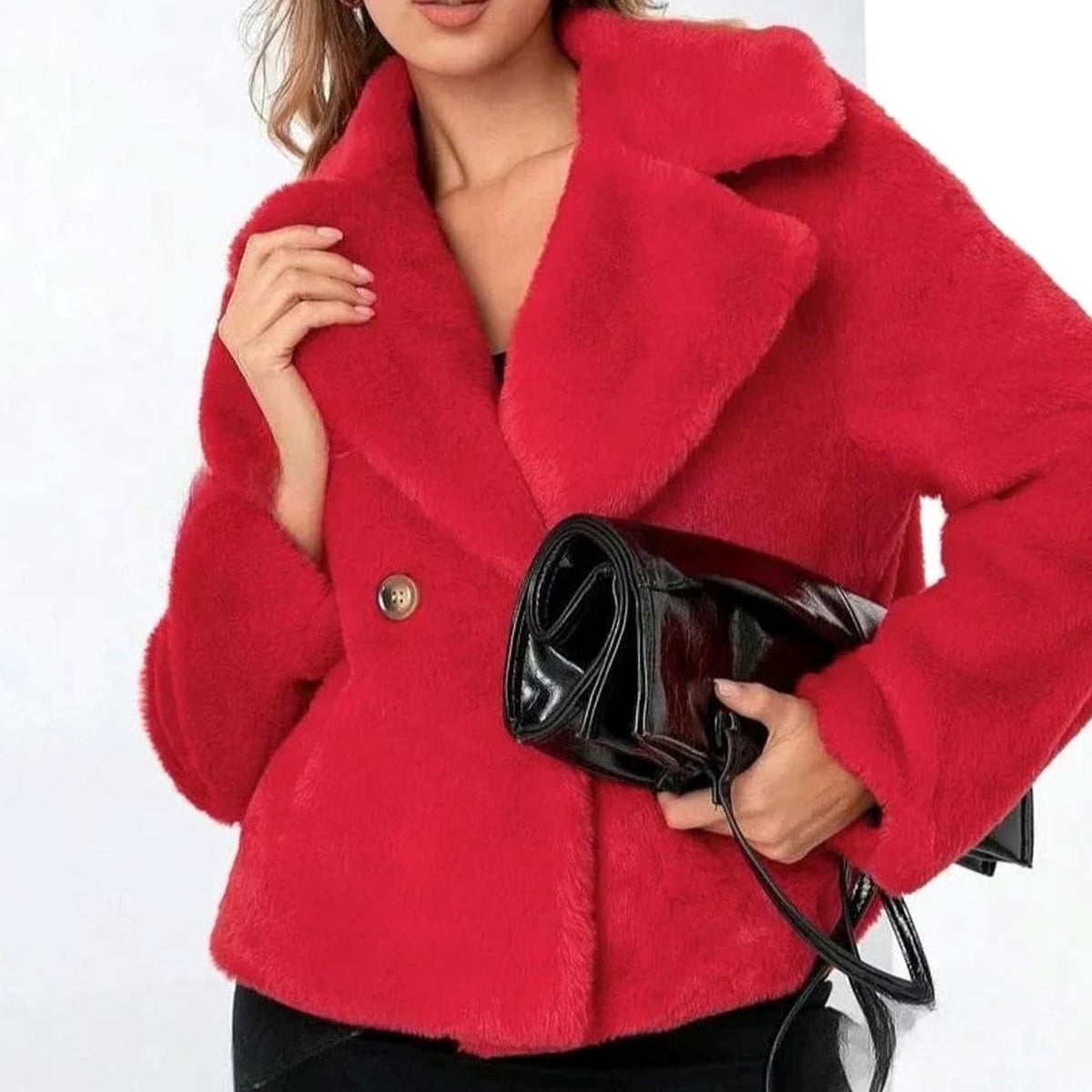 Women's Winter Coat Faux-Fur Double-Breasted Lapel Jacket