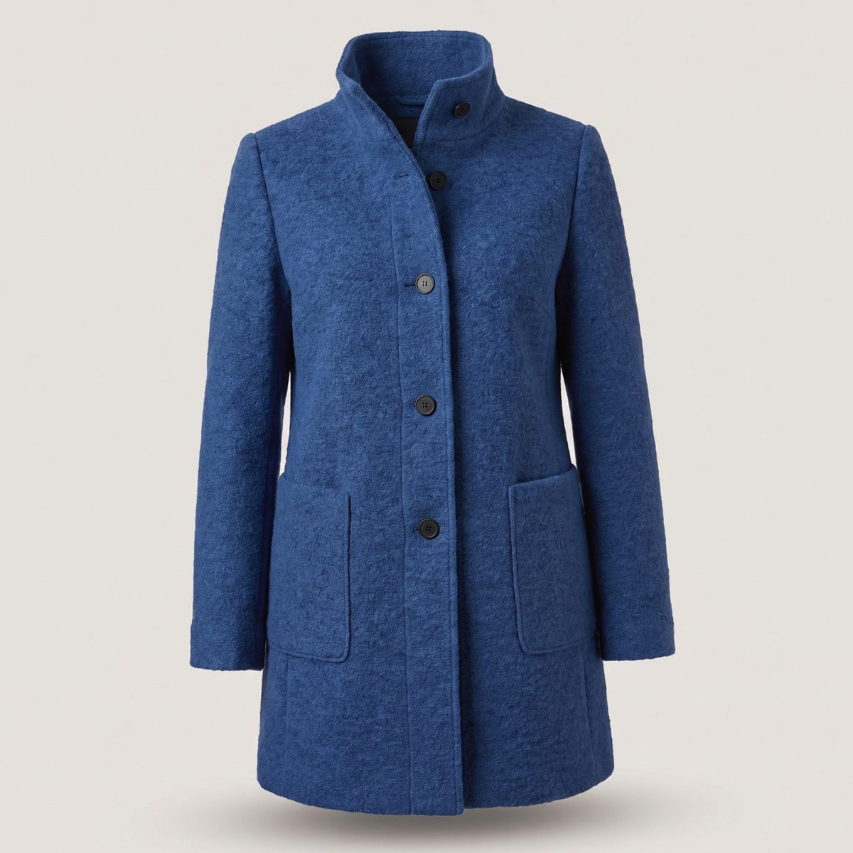 Women's Wool Blend Trench Coat Longline Button-Front Relaxed Fit - Navy