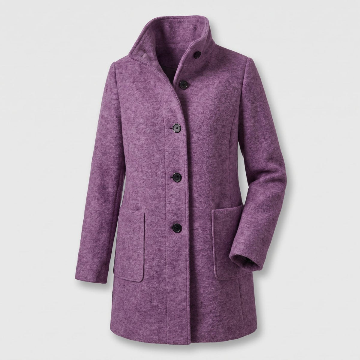 Women's Wool Blend Trench Coat Longline Button-Front Relaxed Fit - Purple